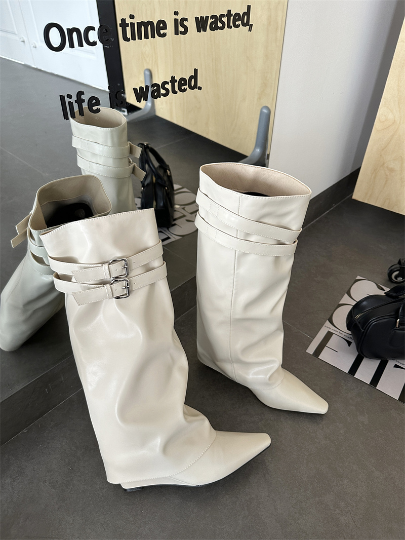 2026 Trendy Black Knight Boots Over Knee High Stretch Boots High Heel Street Style Tube Boots