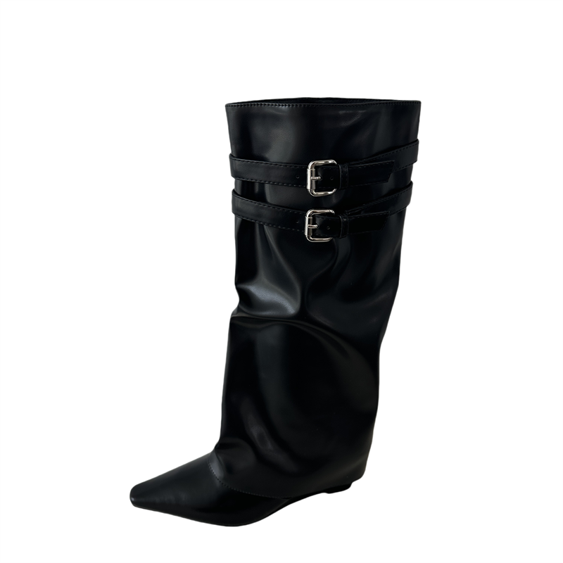 2026 Trendy Black Knight Boots Over Knee High Stretch Boots High Heel Street Style Tube Boots