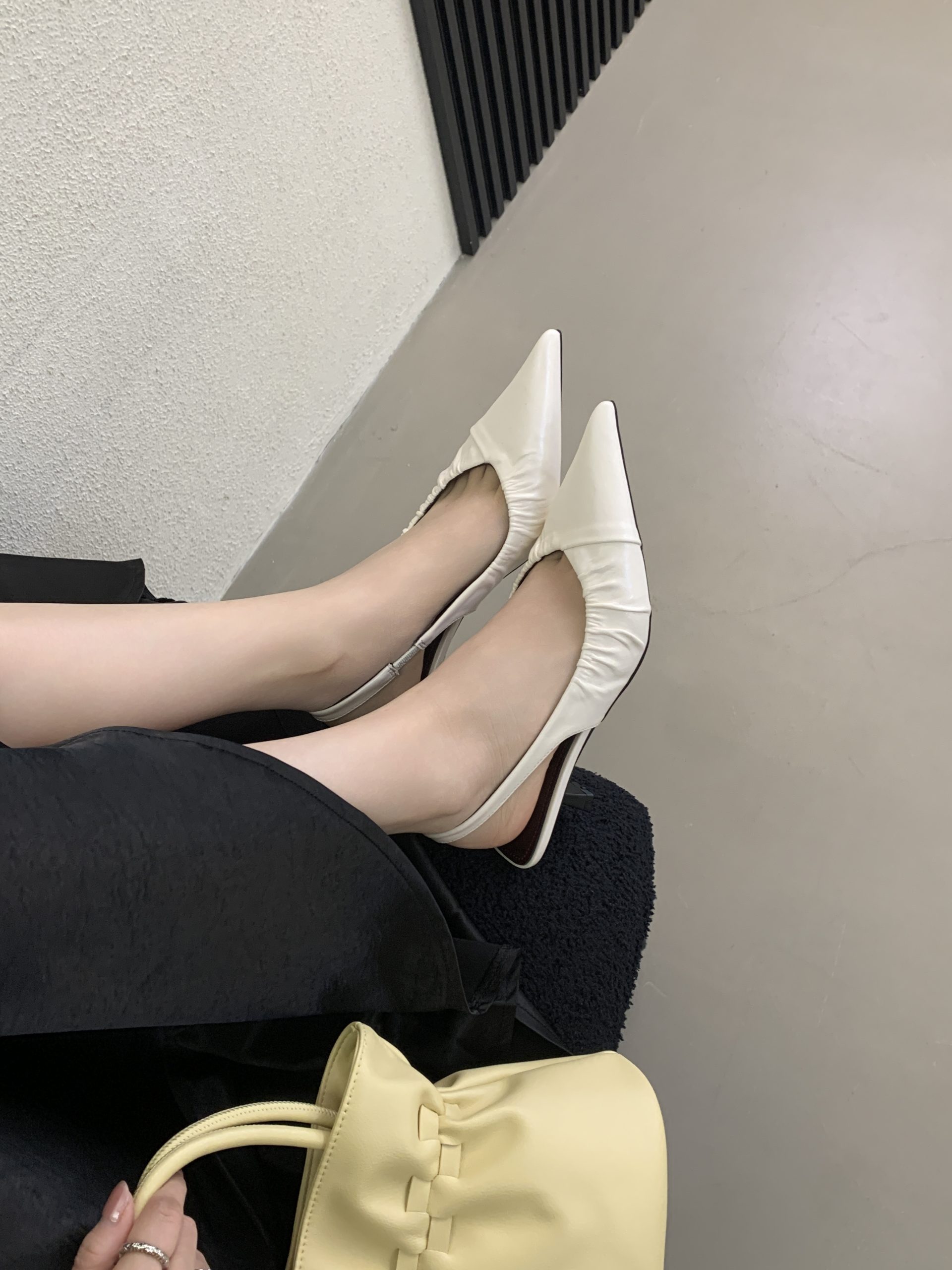 DIAIRIZ 2026 Spring New Pointed Toe Slingback Kitten Heel Shoes for Women Retro Office Low Heel