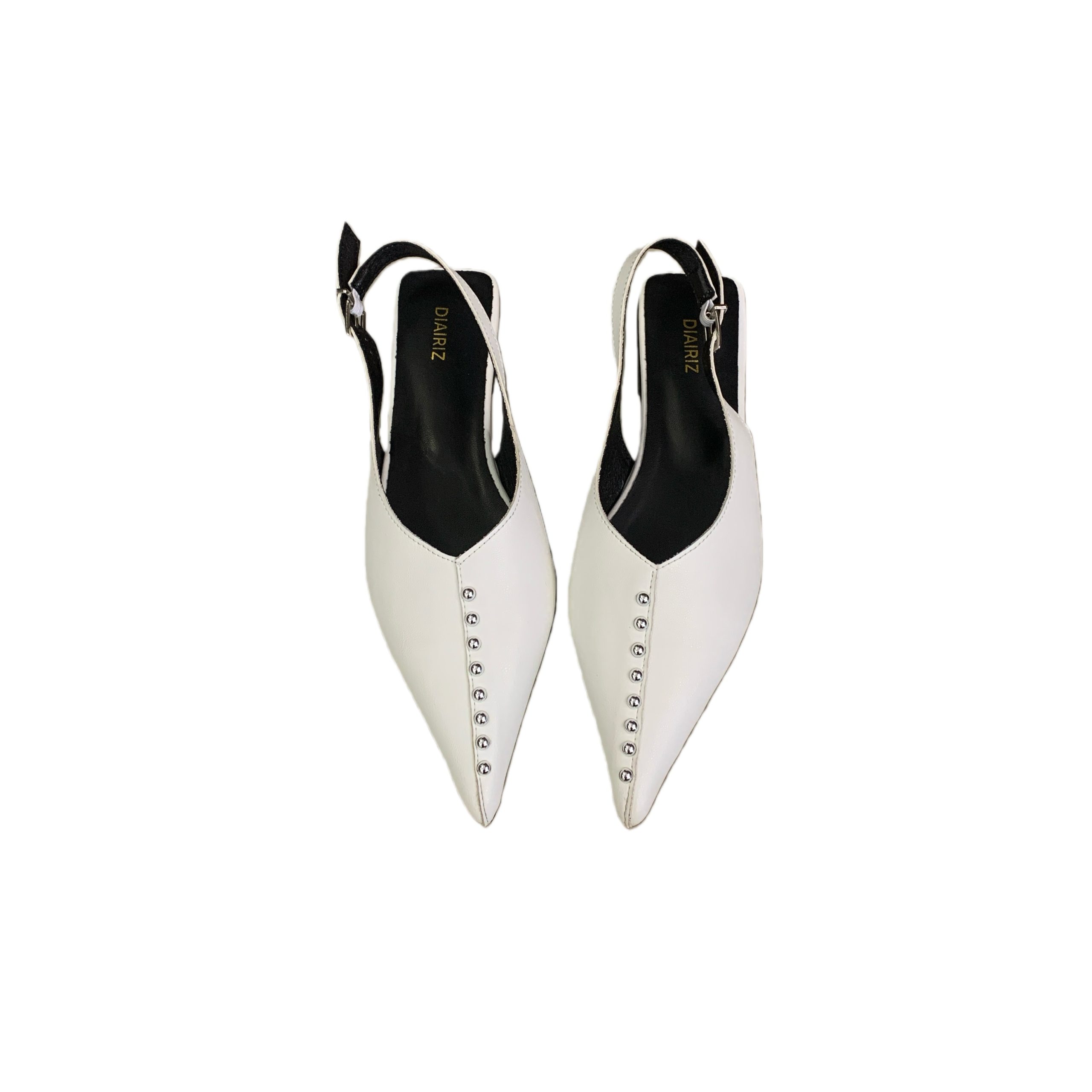 French Pointed Toe Buckle Strap Flat Sandals for Women with Rivet Decoration Backless Commuter Versatile Comfortable Soft Sole