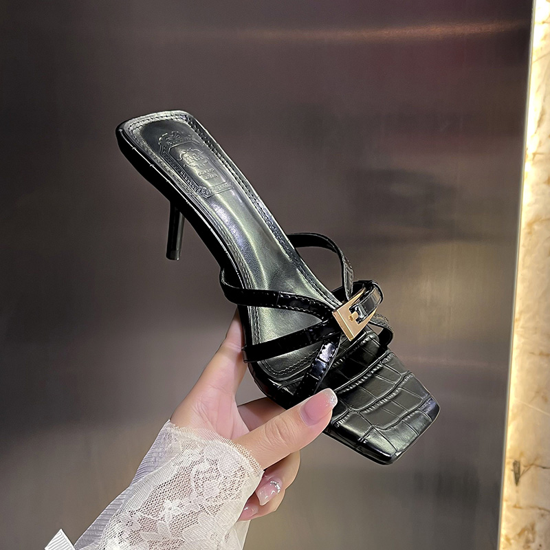 sheepskin-french-style-square-toe-open-toe-slippers-for-women-with-thin-heels-and-straps Sheepskin French Style Square Toe Open Toe Slippers for Women with Thin Heels and Straps