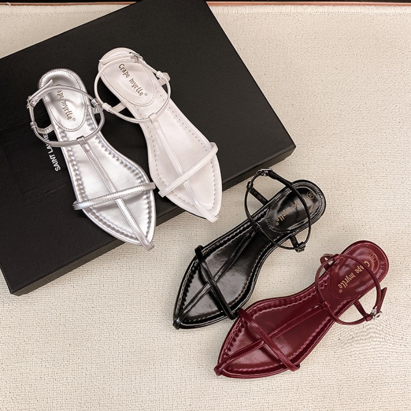Trendy Elegant Wedge Heel Pointed Toe Open Toe Strap Buckle Sandals for Women 2025