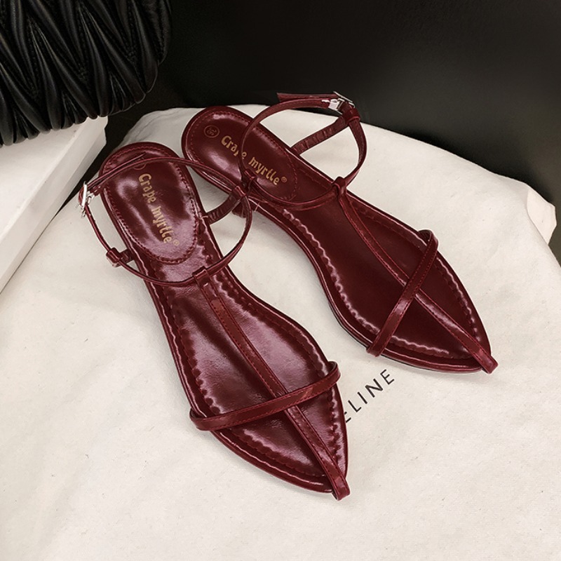 Trendy Elegant Wedge Heel Pointed Toe Open Toe Strap Buckle Sandals for Women 2025